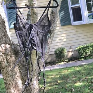 NWT DOLLS KILL WIDOW Black Lace Bustier & Garter